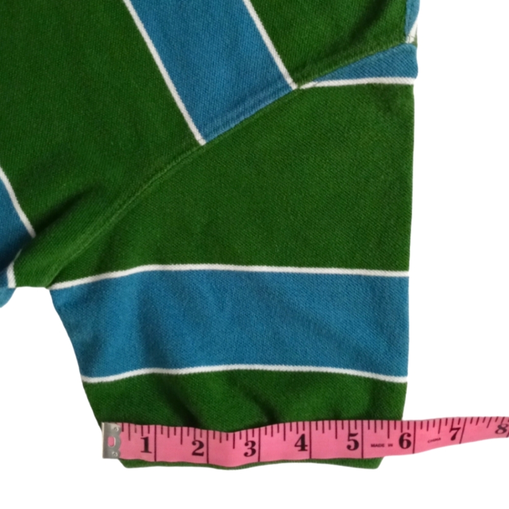 Arizona Youth Striped Short Sleeve Polo Shirt. Size L /G (14-16). Blue, Green - Picture 6 of 13